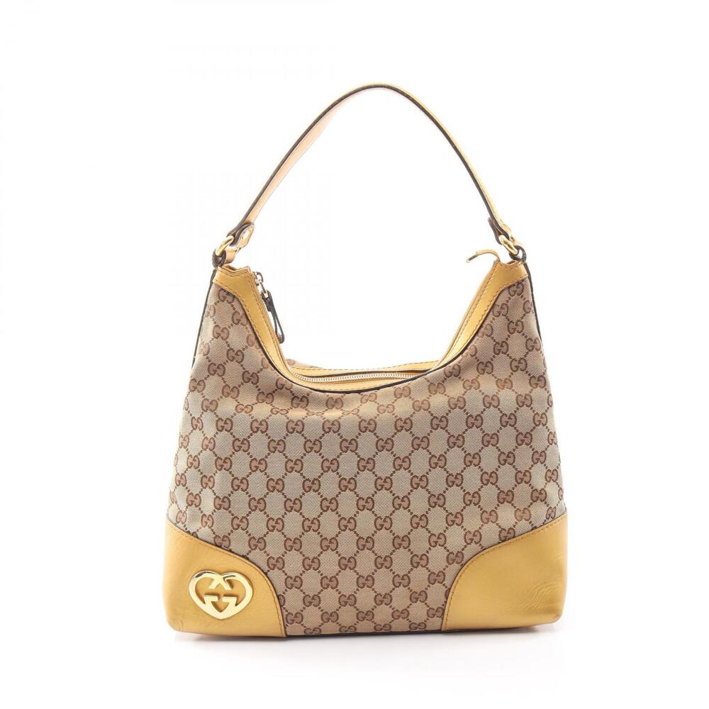 Gucci Lovely GG Canvas Shoulder Bag Leather Beige Cream Gold